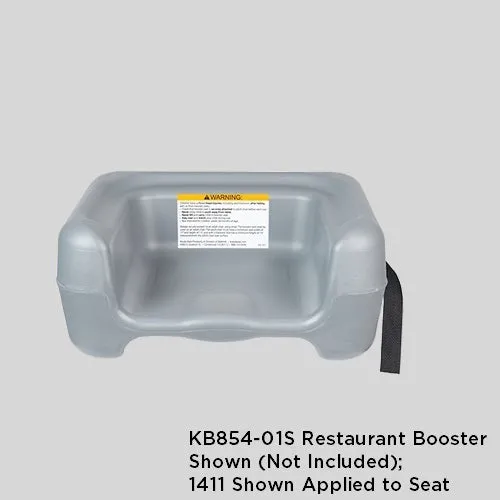 1411 - WARNING LABEL for KB854/KB855 Restaurant Booster, KB116/KB117 Booster Buddy, and KB327 Booster Chair