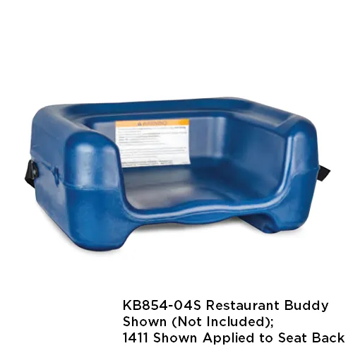 1411 - WARNING LABEL for KB854/KB855 Restaurant Booster, KB116/KB117 Booster Buddy, and KB327 Booster Chair