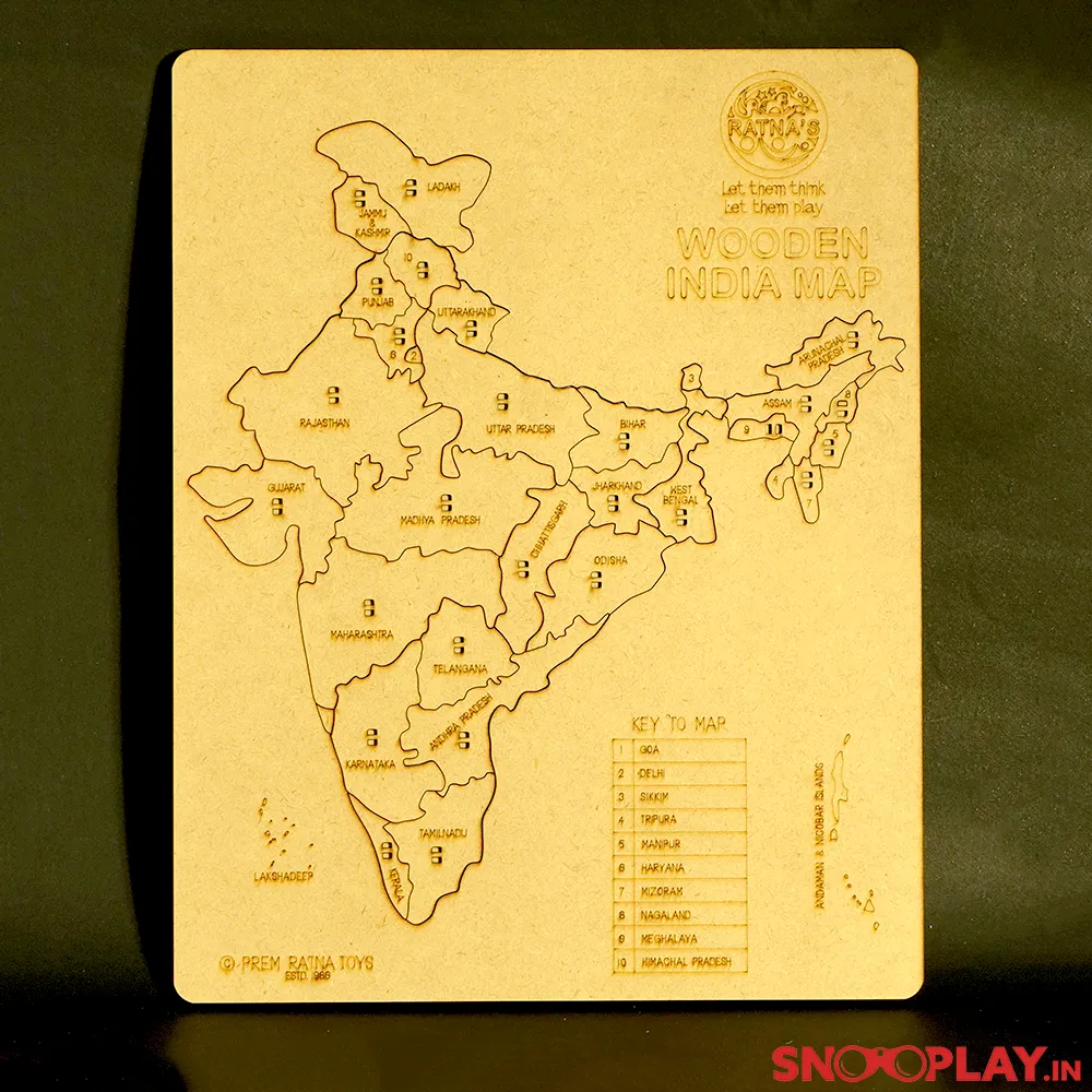 31 Pieces Wooden India Map Puzzle