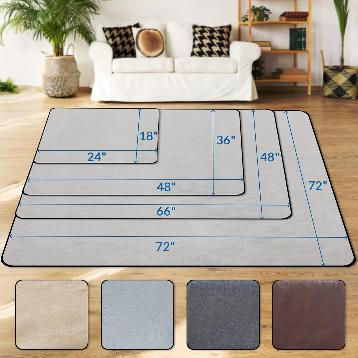 72" x 72" Washable Dog Pee Pads Reusable Non-Slip - Puppy Pads Indoor Potty Training Leakproof, Whelping Pad for Floor, Bed, Crate, Cadges, Playpen, Couch Waterproof, Light Grey