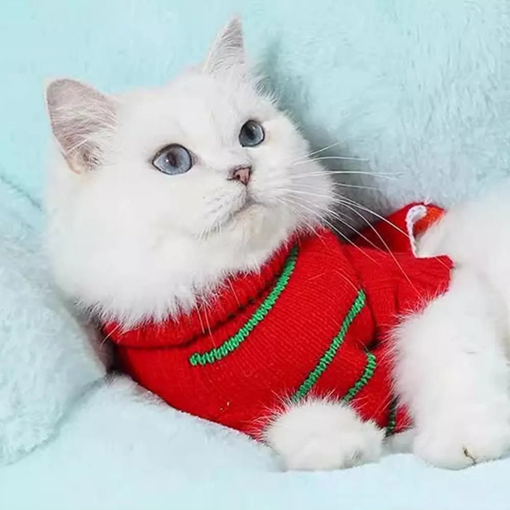 ANIAC Christmas Puppy Sweater Snowman Small Dog Knitwear Snowflake Cat Outfit Pet Winter Clothes Cold Weather Xmas Sweatshirt for Kitten Chihuahua Yorkie XS,Red (Snowman, Small)