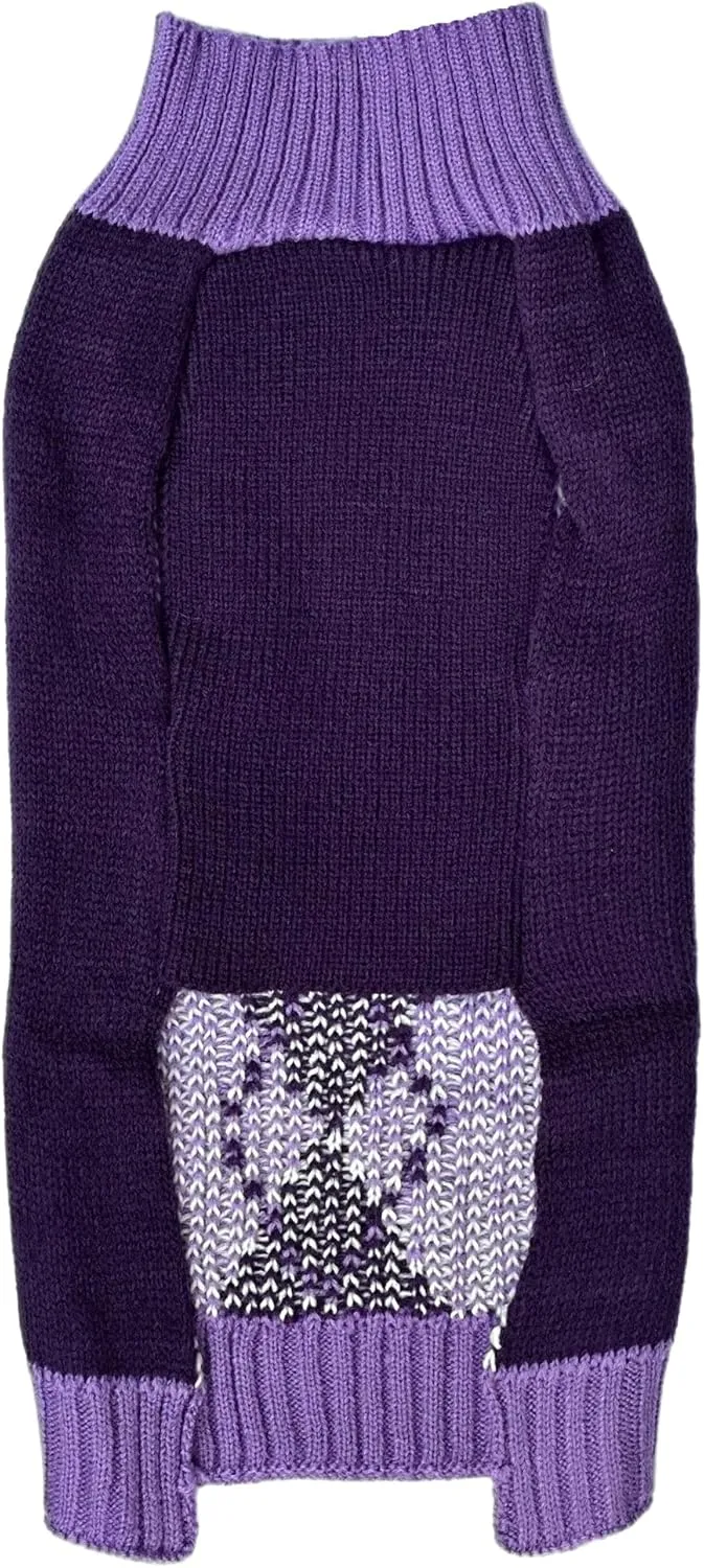 Argyle Knit Pet Sweaters Clothes for Small Dogs, Classic Purple Dog Sweater Cat Sweaters X-Small (XS) Size