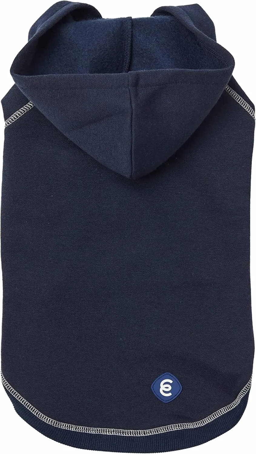 Blueberry Pet Essentials 2023 New Soft & Comfy Better Basic Cotton Blend Dog Hoodie Sweatshirt in Midnight Blue, Back Length 20", Pack of 1 Jacket for Dogs