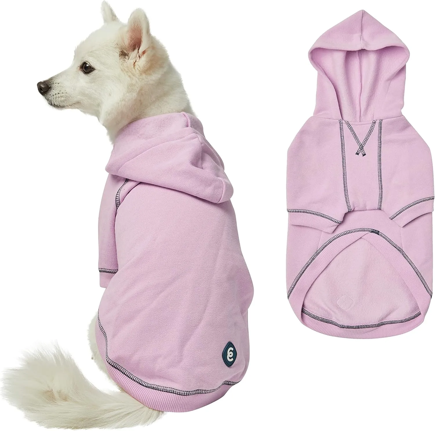 Blueberry Pet Essentials 2023 New Soft & Comfy Better Basic Cotton Blend Dog Hoodie Sweatshirt in Pink Lilac, Back Length 20", Pack of 1 Jacket for Dogs