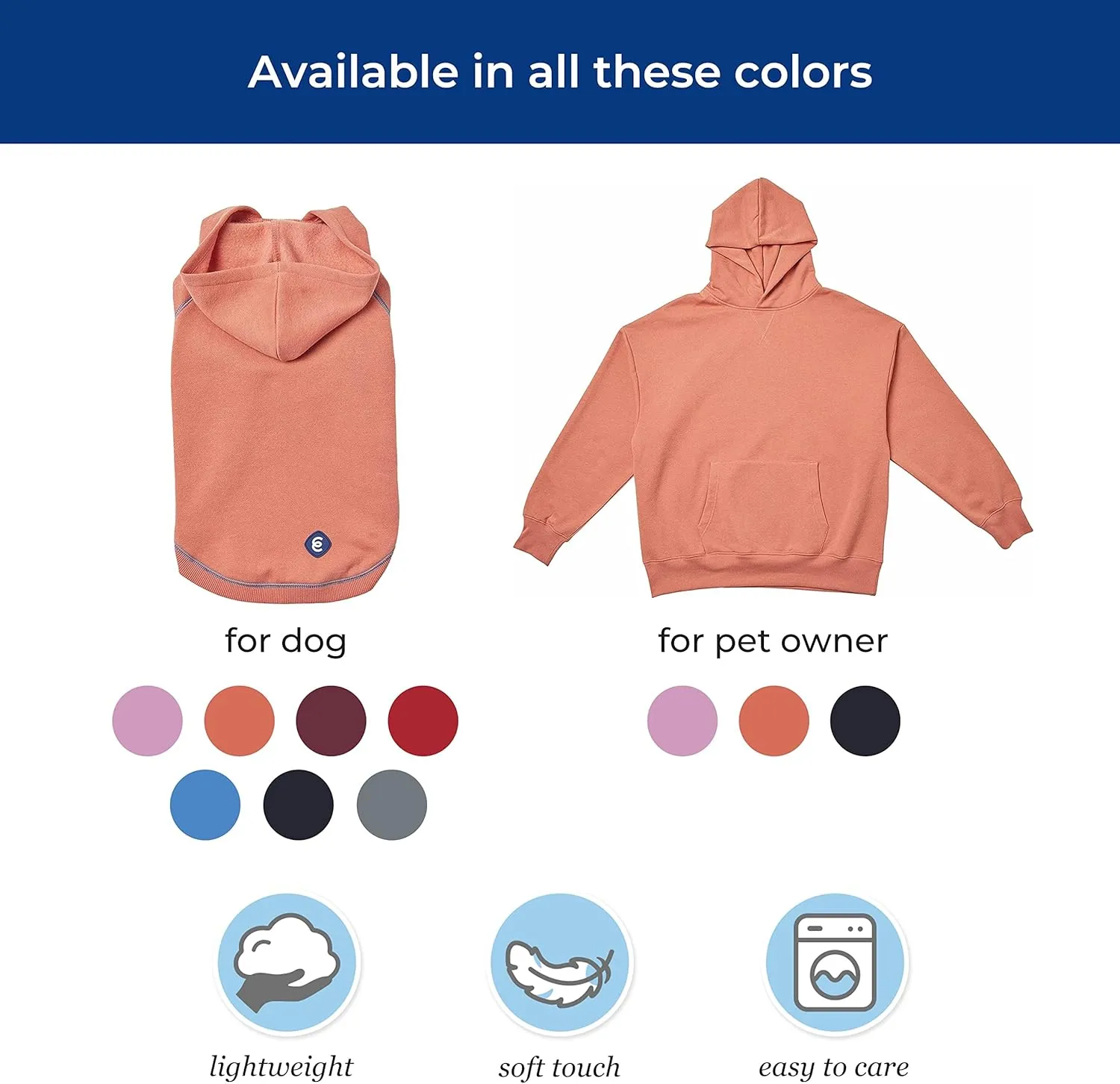 Blueberry Pet Essentials Soft & Comfy Better Basic Cotton Blend Dog Hoodie Sweatshirt in Alaskan Blue, Back Length 20", Pack of 1 Jacket for Dogs