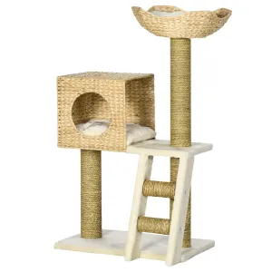 Cat Tower with Scratching Posts, Cat House, 100.5cm - Natural