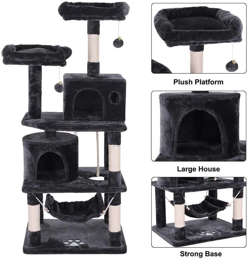 Cat Tree House with Scratching Posts Hammock