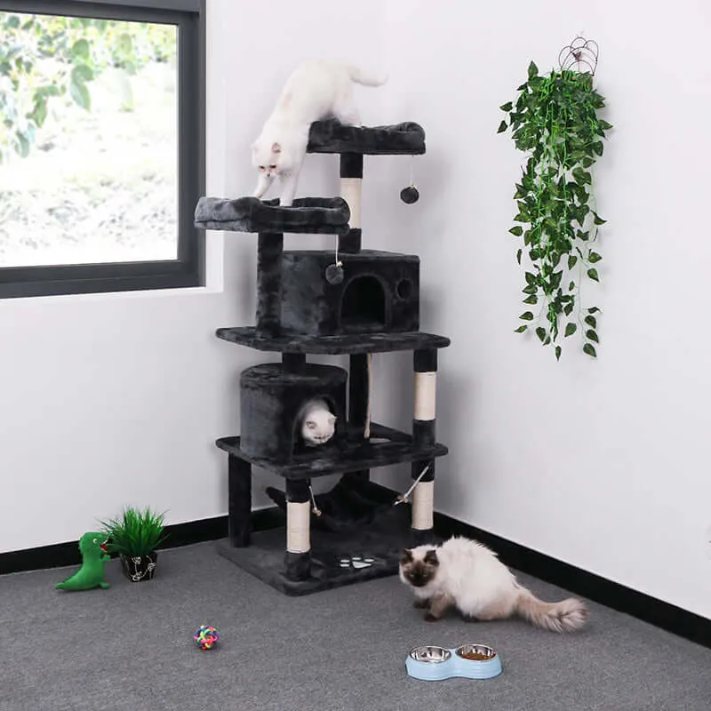 Cat Tree House with Scratching Posts Hammock