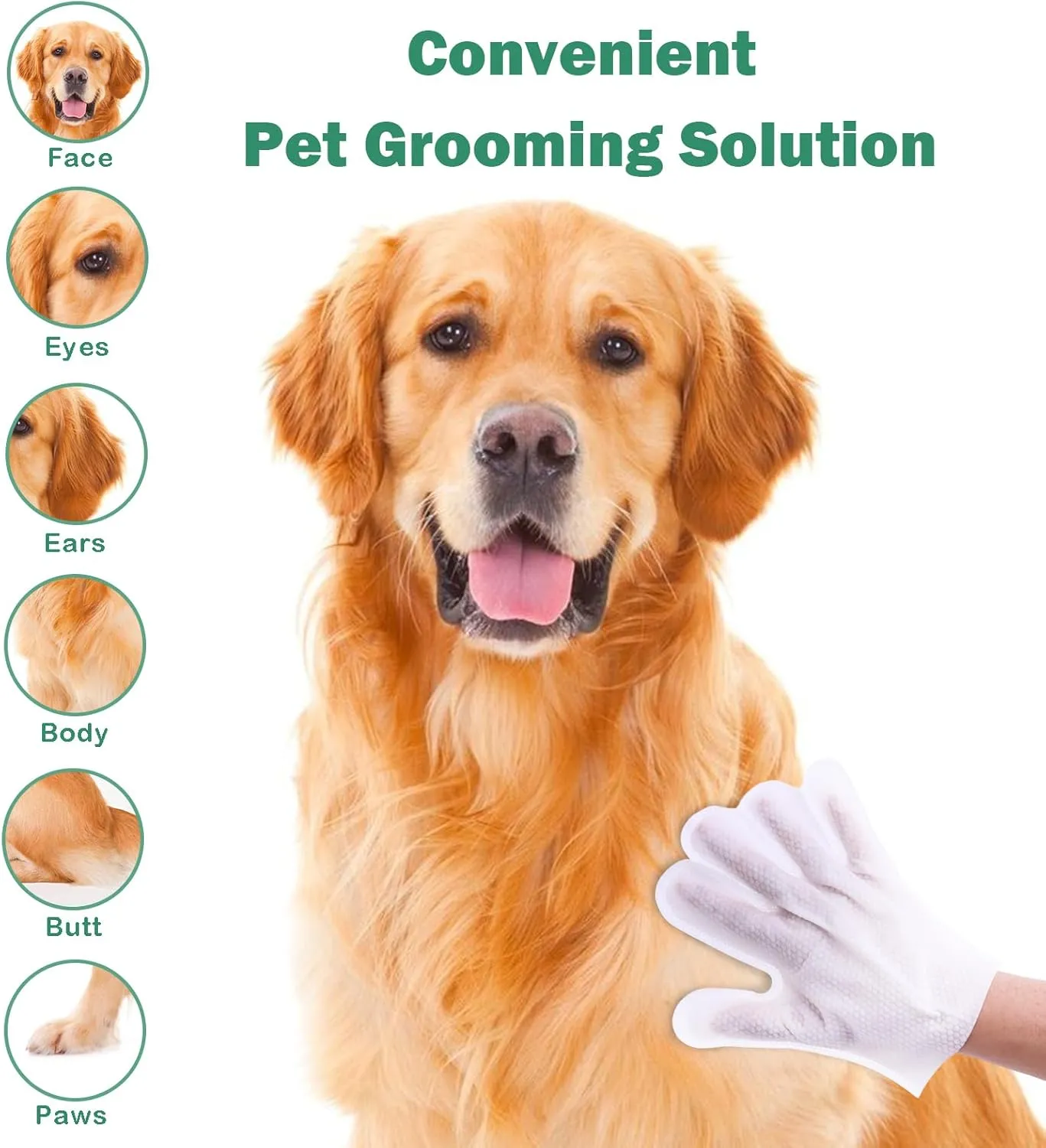 CuteBone Pet Glove Wipes - Dual-Sided Grooming Gloves with Wipes, Gentle and Effective Cleaning for Dogs, Removes Dirt, Fur, and Dander, Convenient and Mess-Free Grooming Solution, 6 Count
