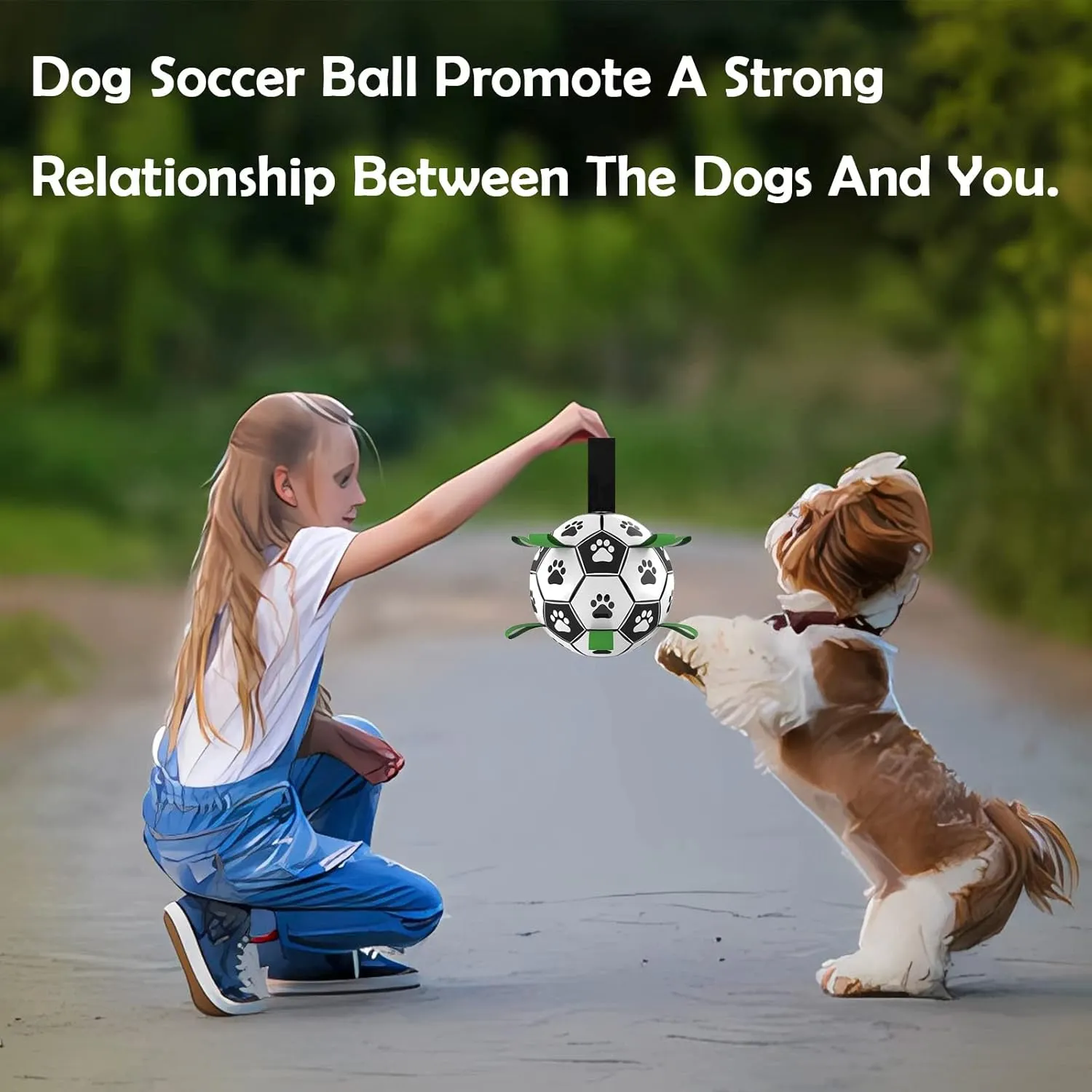Dog Soccer Ball, Interactive Toys for Tug of War, Puppy Birthday Gifts, Tug Toy, Water Toy, Durable Balls for Small & Medium Size(6 inch)