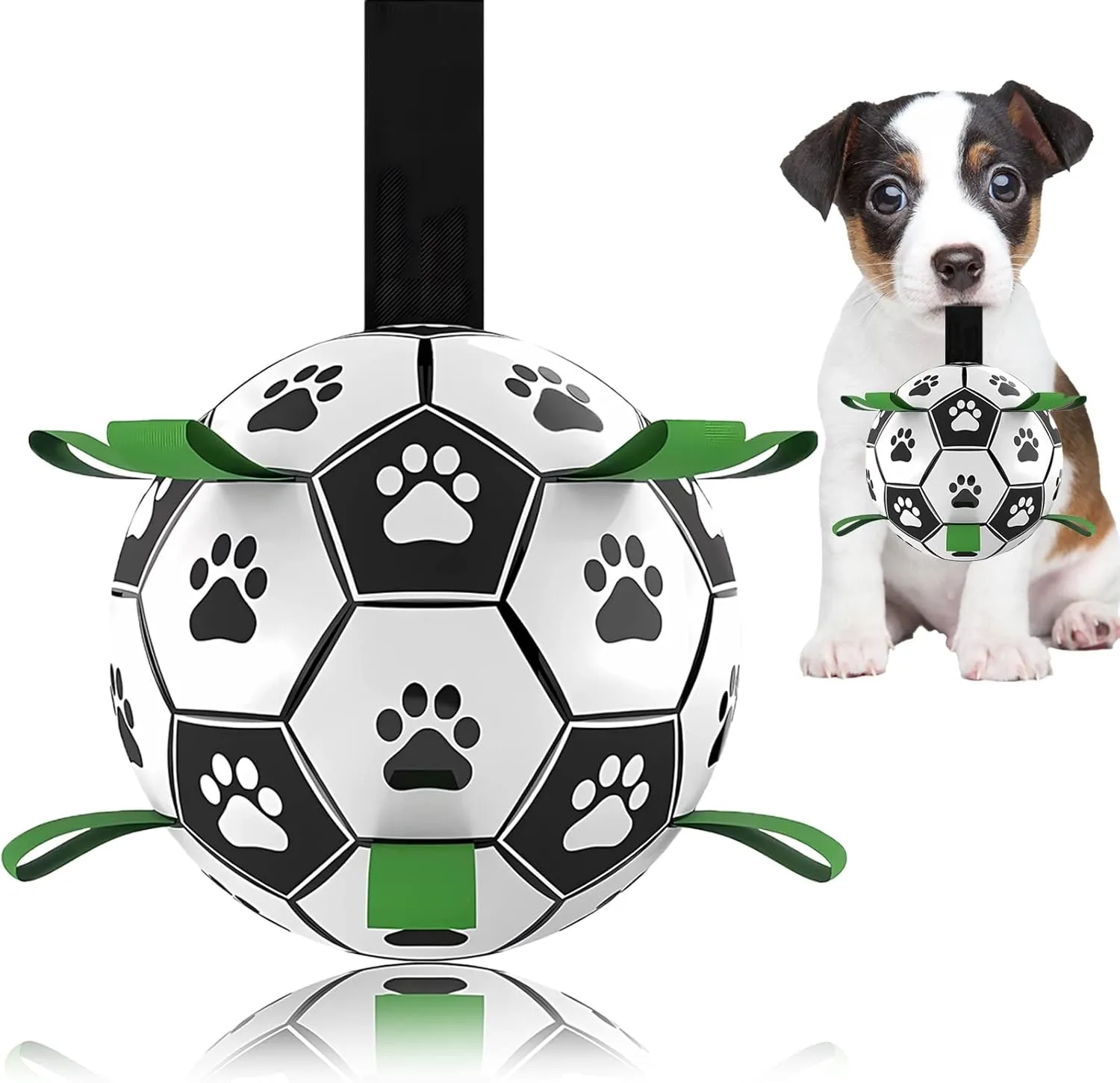 Dog Soccer Ball, Interactive Toys for Tug of War, Puppy Birthday Gifts, Tug Toy, Water Toy, Durable Balls for Small & Medium Size(6 inch)