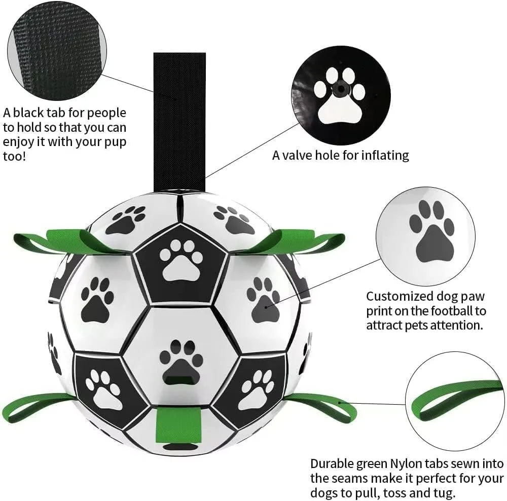 Dog Soccer Ball, Interactive Toys for Tug of War, Puppy Birthday Gifts, Tug Toy, Water Toy, Durable Balls for Small & Medium Size(6 inch)