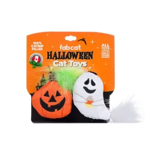 Fab Cat Halloween Pumpkin Ghost 2-Pack Cat Toy