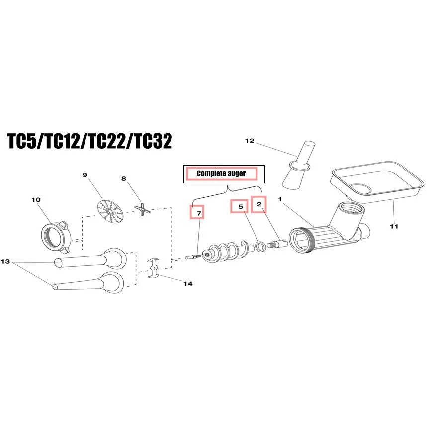 Fabio Leonardi TC32 Replacement Meat Grinder Auger / Screw Feeder