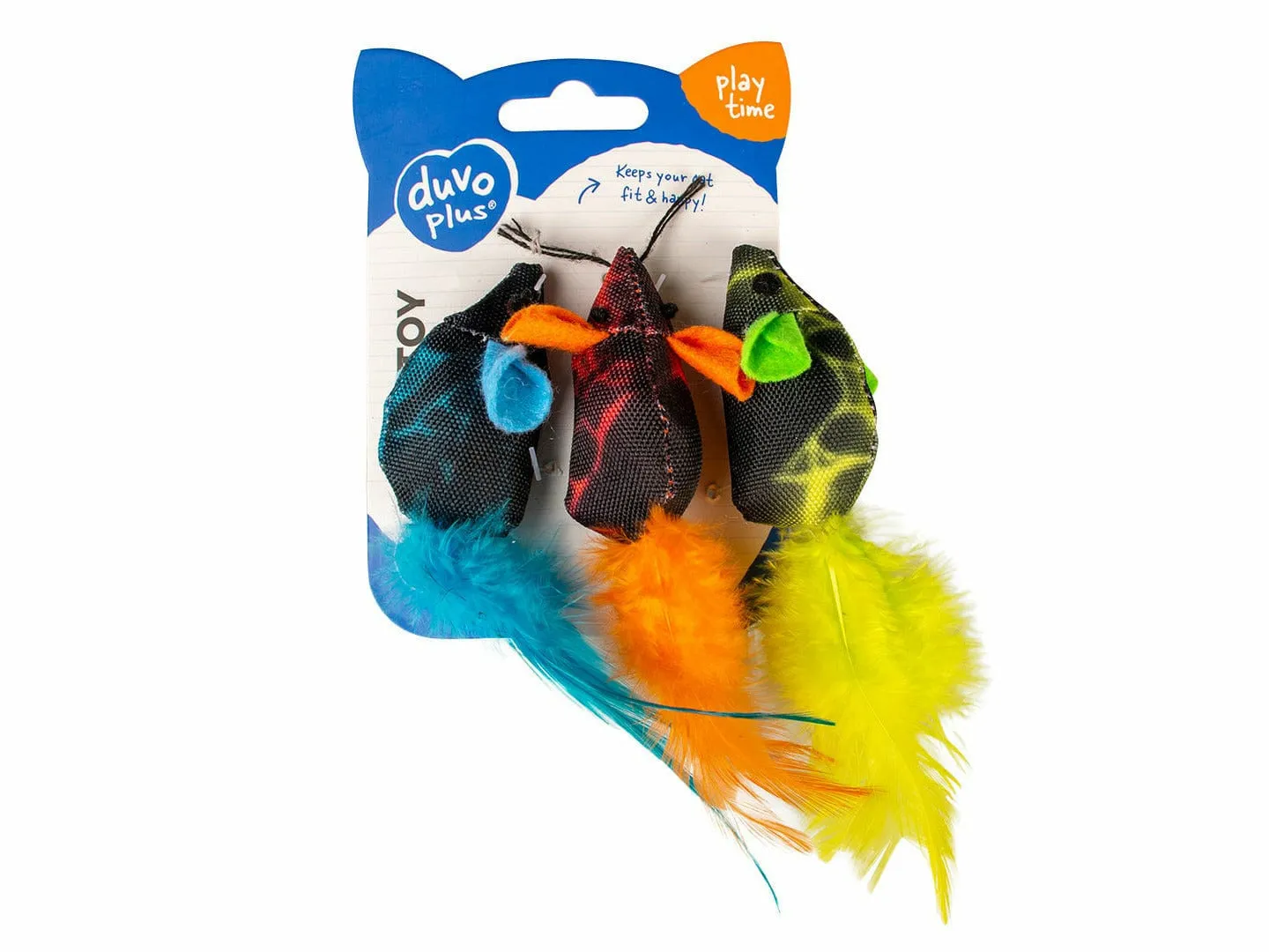 Flash mice with feathers 3pc - 19x5,5x3cm Multicolour