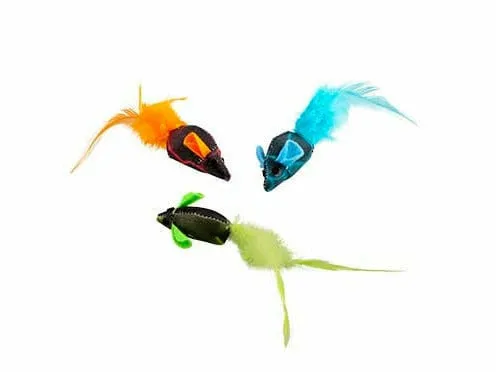Flash mice with feathers 3pc - 19x5,5x3cm Multicolour