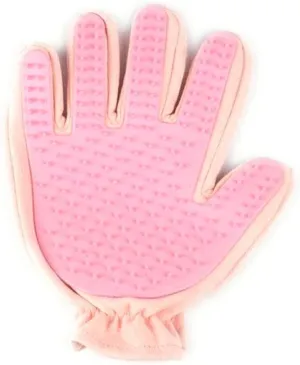 Gentle Deshedding Pet Grooming Glove, Efficient Pet Hair Remover, Enhanced Five Finger Design, Breathable & Comfortable for Dog,Cat,& Horses with Long or Short Fur (Pink)