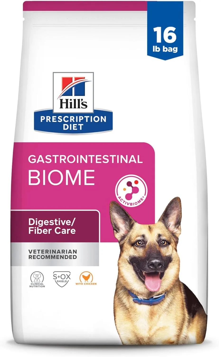 Hill's Prescription Diet Gastrointestinal Biome Digestive/Fiber Care with Chicken Dry Dog Food, Veterinary Diet, 16 lb. Bag