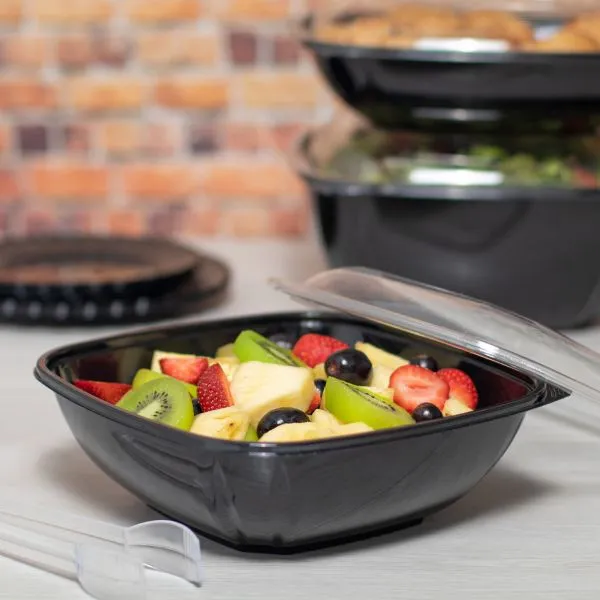 Karat 64oz PET Square Bowl, Black - 150 pcs
