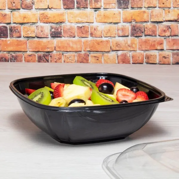 Karat 64oz PET Square Bowl, Black - 150 pcs