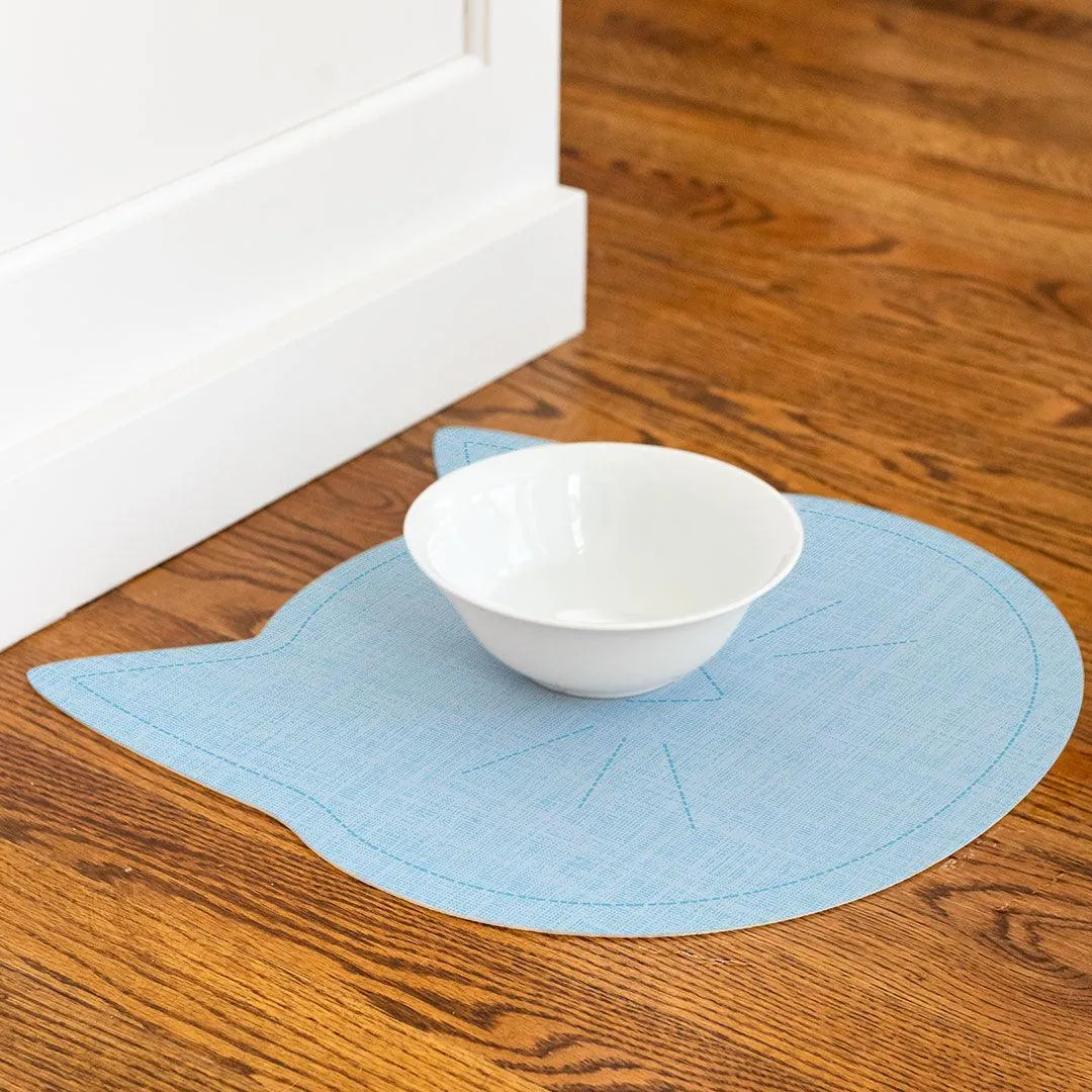 Linen Cat PetFlat | Blue - Premium Vinyl Mat