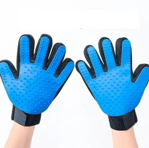 Luxury Pet Grooming Gloves - Perfect Brushes for Cats, Dogs Hair Remover - Enhanced 259-Silicone Tip Design for Superior Shedding and Massage, Skin-Friendly Material. Easy Clean, Blue & Black