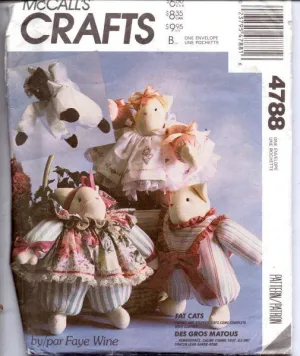 McCall's Crafts 4788 Cute Stuffed Fat Cats Clothes Sewing Pattern