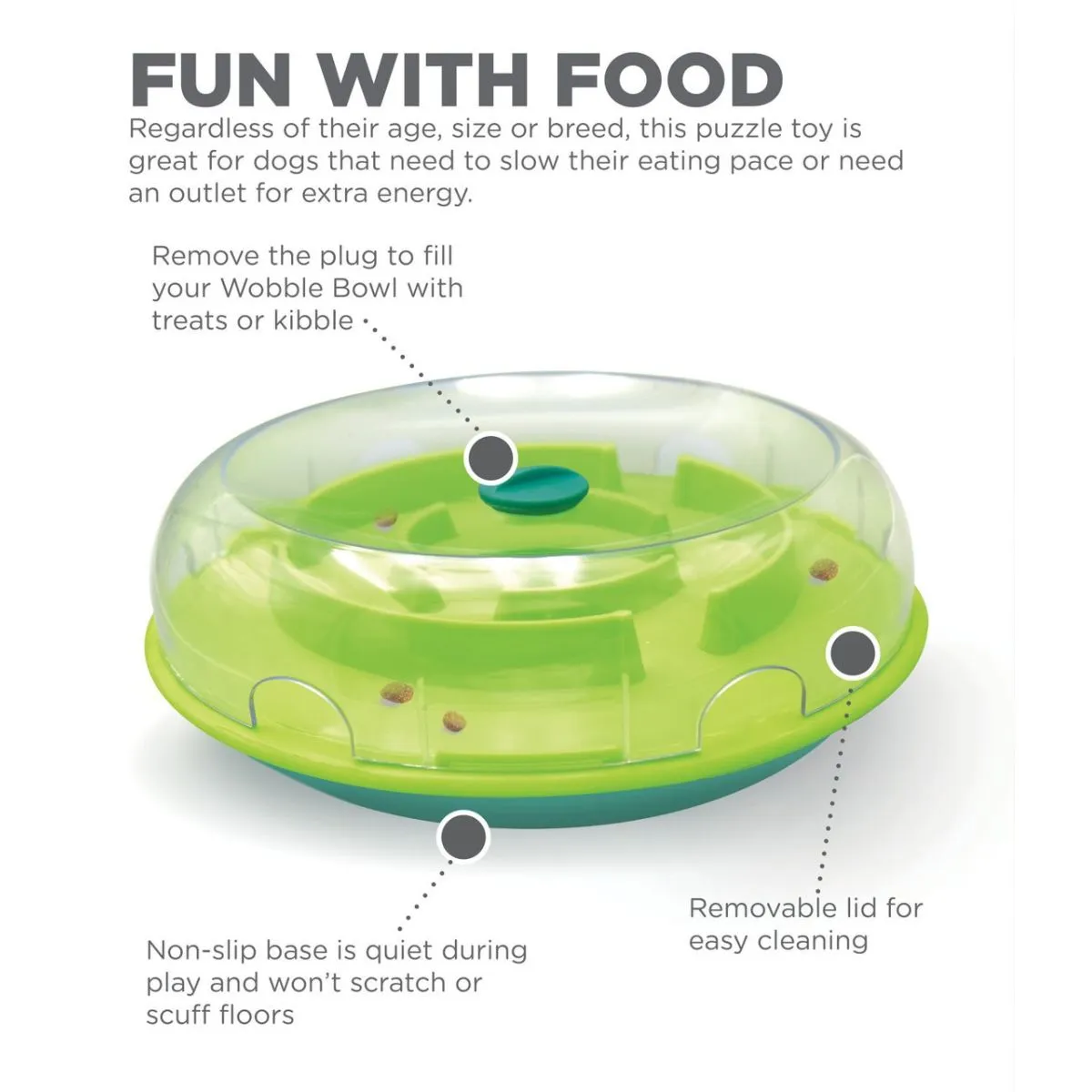 Outward Hound Wobble Bowl Interactive Treat Puzzle Dog Toy Multi