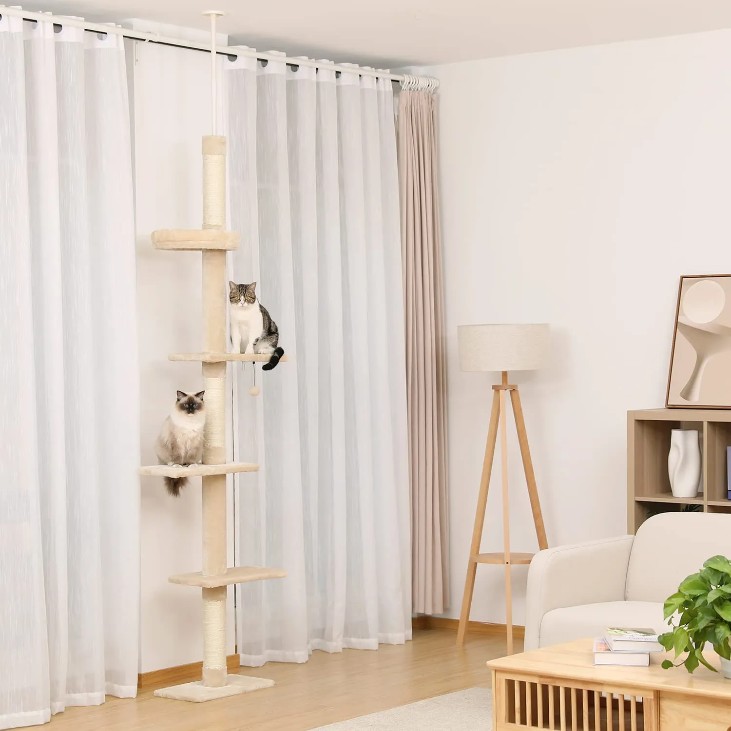 PAWZ Road Interactive Adjustable 5-Tier Floor to Ceiling Cat Tower