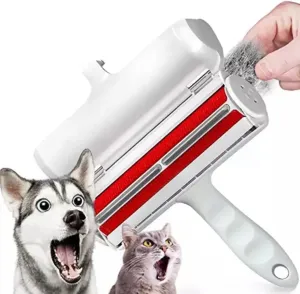 Pet Hair Remover for Laundry - Reusable Lint Roller for Cat & Dog Hair - Extra Sticky Lint Rollers for Pet Hair on Furniture, Sofa, Carpet, Clothing & Bedding - Roller Pet Hair Remover (Red)