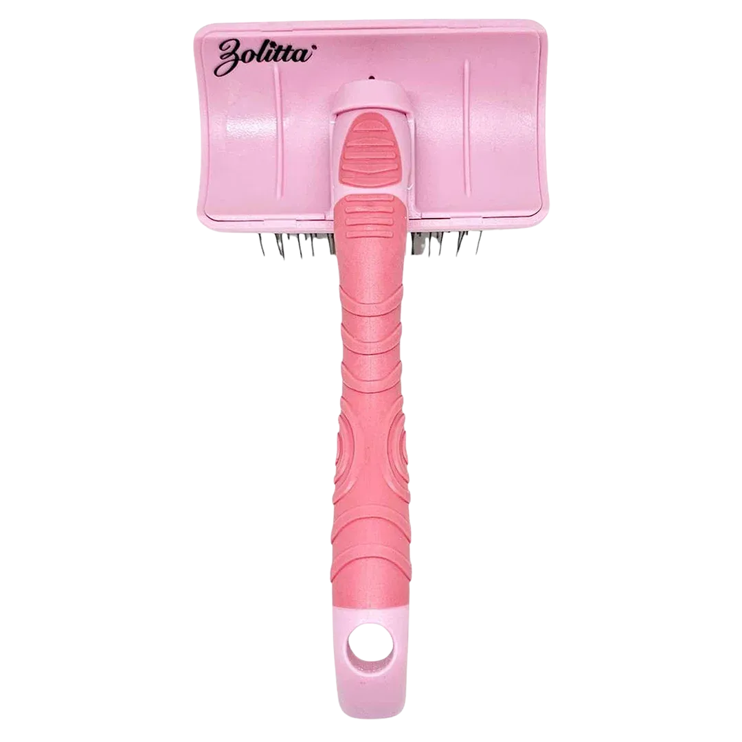 Plastic Handle Medium Slicker Brush Pink by Zolitta