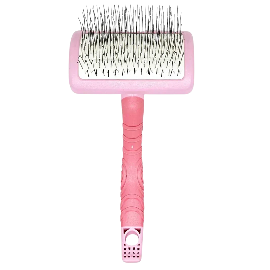 Plastic Handle Medium Slicker Brush Pink by Zolitta