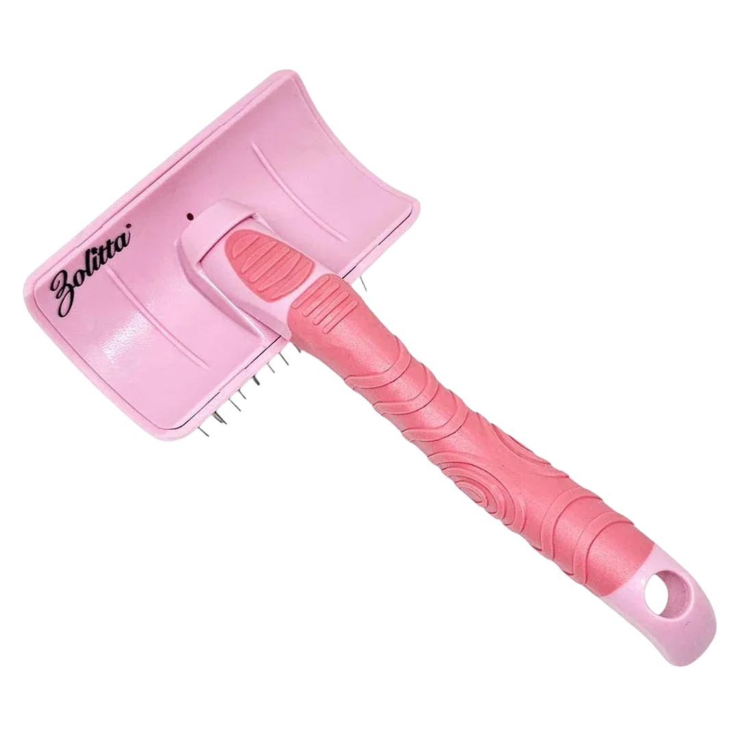 Plastic Handle Medium Slicker Brush Pink by Zolitta