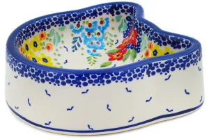 Polish Pottery 7" Pet Bowl Vibrant Hanging Garden UNIKAT