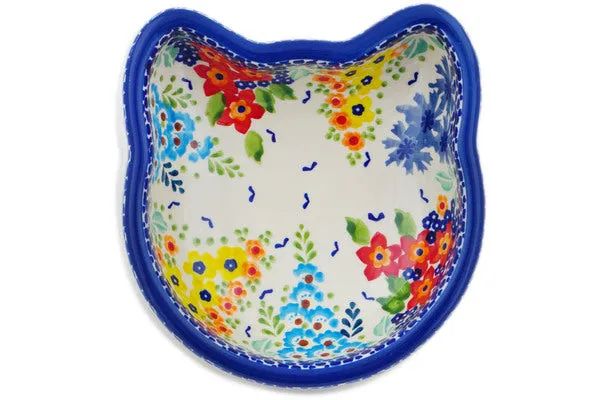 Polish Pottery 7" Pet Bowl Vibrant Hanging Garden UNIKAT