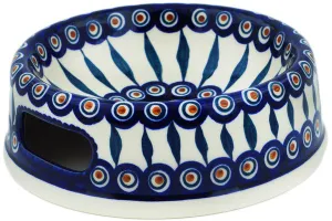 Polish Pottery 8" Pet Bowl Peacock