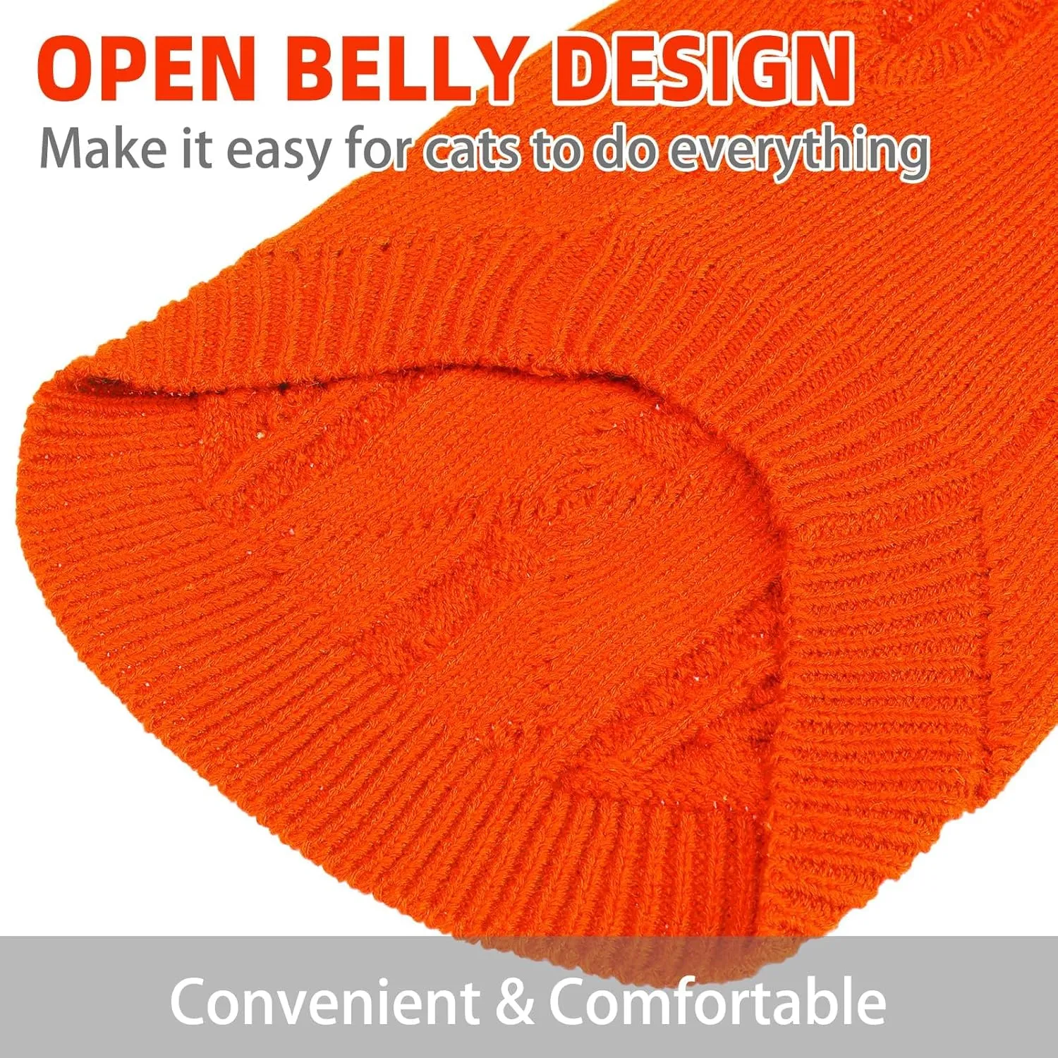 PUPTECK Winter Cat Sweater Coat - Soft Warm Cold Weather Clothes Knitwear for Kittens & Small Dogs Indoor Outdoor Wearing, Knitted Classic for Doggies Kitties Girls Boys, Orange, M