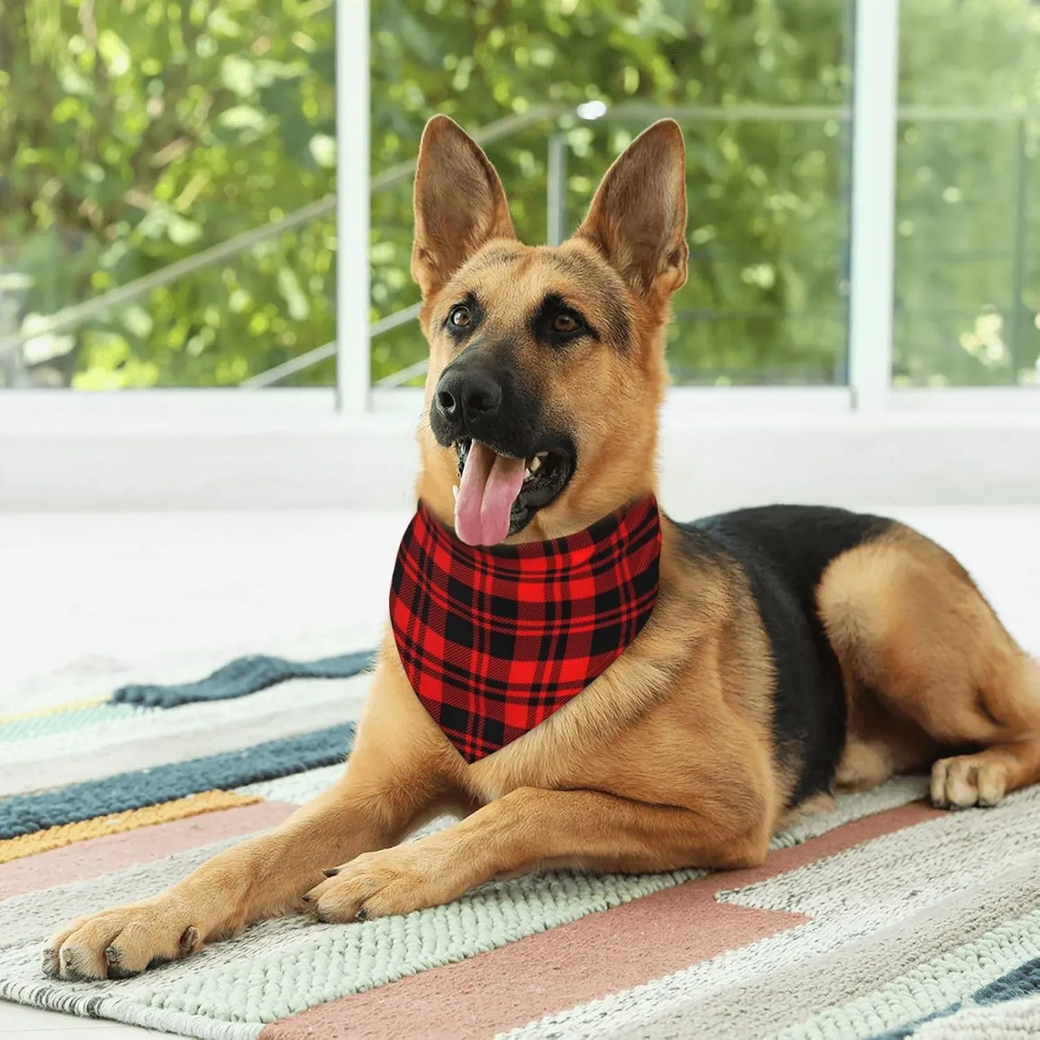 Red Scottish Plaid Checkered Dog Bandana Scarf Triangle Bibs Pet Accessories Cat Kerchief