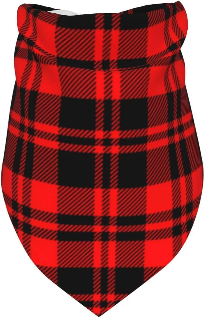 Red Scottish Plaid Checkered Dog Bandana Scarf Triangle Bibs Pet Accessories Cat Kerchief