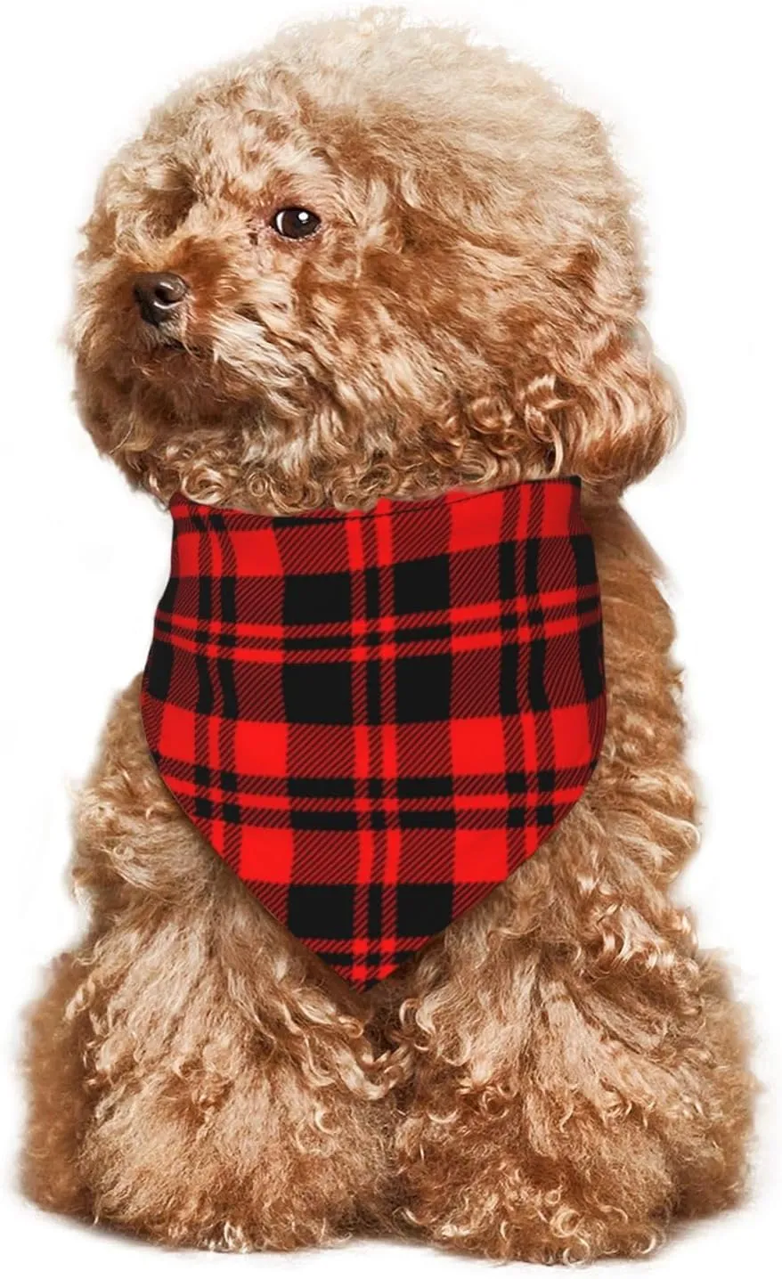 Red Scottish Plaid Checkered Dog Bandana Scarf Triangle Bibs Pet Accessories Cat Kerchief