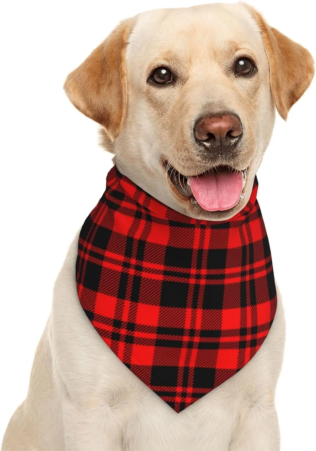 Red Scottish Plaid Checkered Dog Bandana Scarf Triangle Bibs Pet Accessories Cat Kerchief