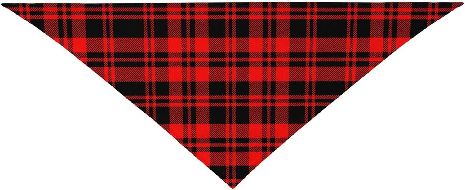 Red Scottish Plaid Checkered Dog Bandana Scarf Triangle Bibs Pet Accessories Cat Kerchief