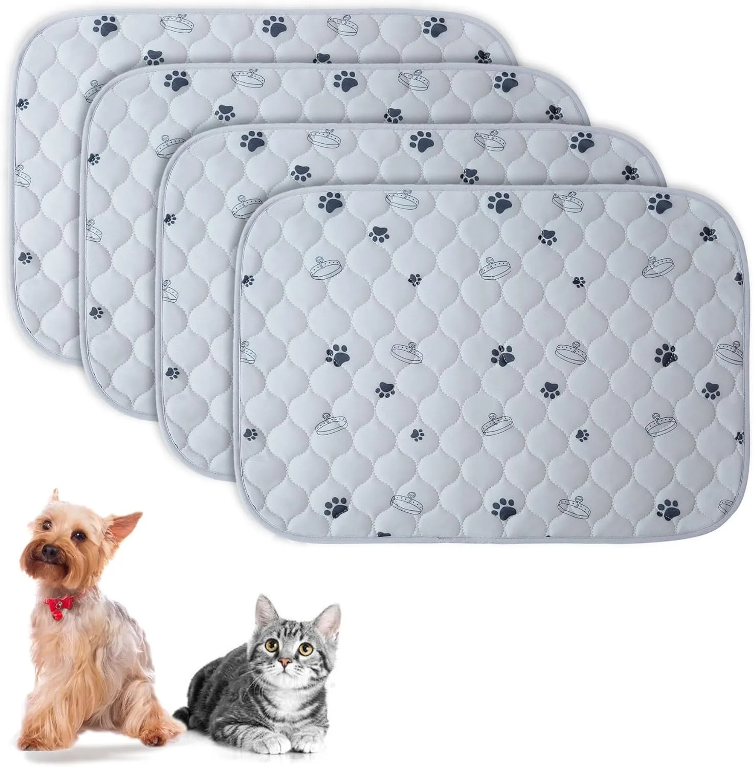 Reusable Pet Pee Pads, AZOOLOI 4 Pack 18"x24" Ultra-Absorbent Washable Puppy Pads with Non-Slip Grip and Cute Print, Leak-Proof Dog Pee Pad for Training, Whelping, Housebreaking, Incontinence, Playpen