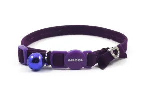 Safety Buckle Cat Collar Velvet Gem Purple