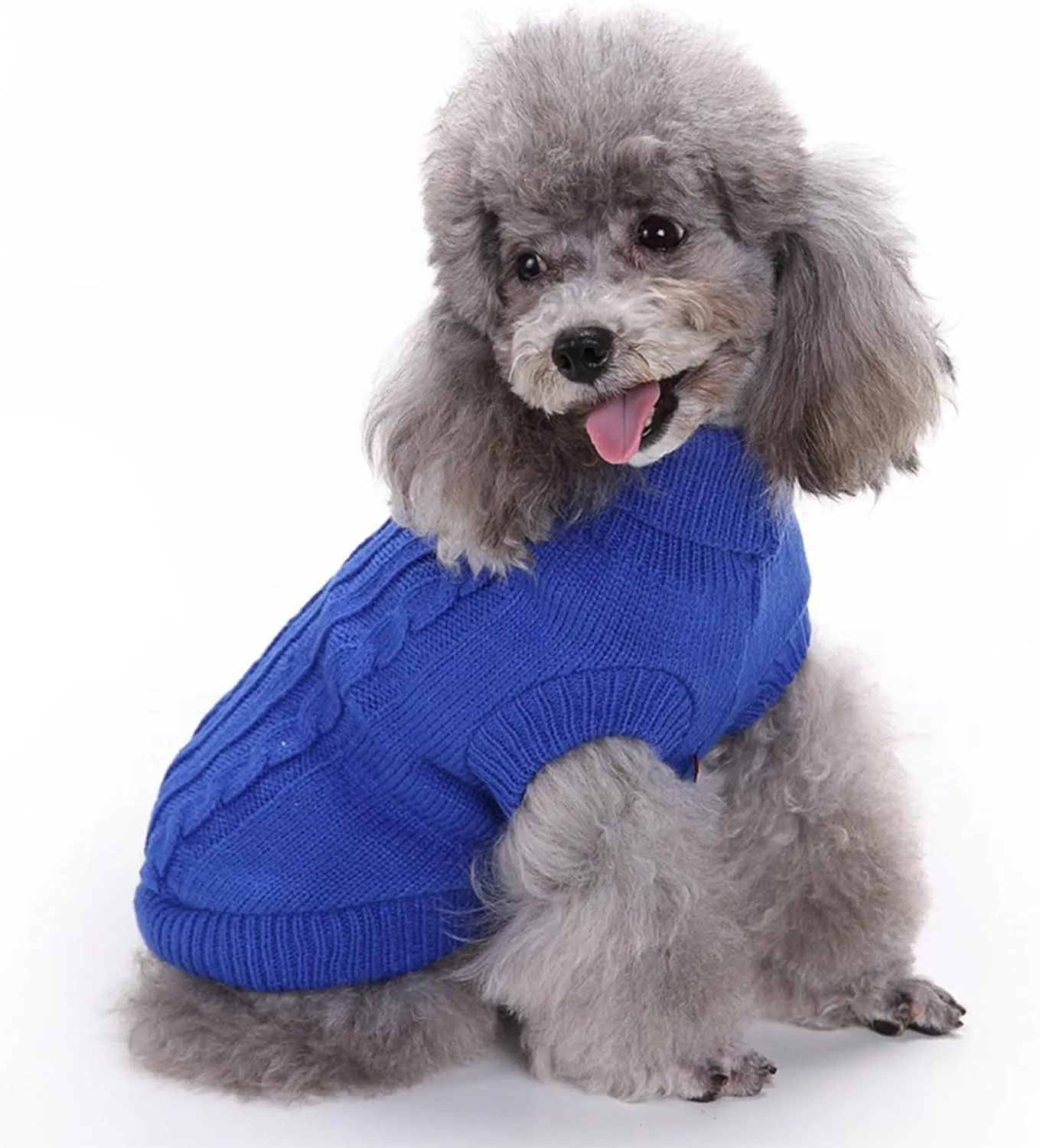 Small Dog Sweaters Knitted Pet Cat Warm Dog Sweatshirt Winter Clothes Kitten Puppy Sweater (Medium,Dark Blue)