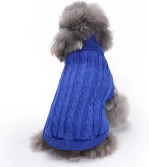 Small Dog Sweaters Knitted Pet Cat Warm Dog Sweatshirt Winter Clothes Kitten Puppy Sweater (Medium,Dark Blue)