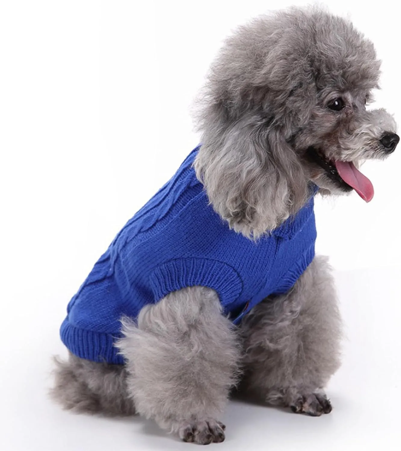 Small Dog Sweaters Knitted Pet Cat Warm Dog Sweatshirt Winter Clothes Kitten Puppy Sweater (Medium,Dark Blue)