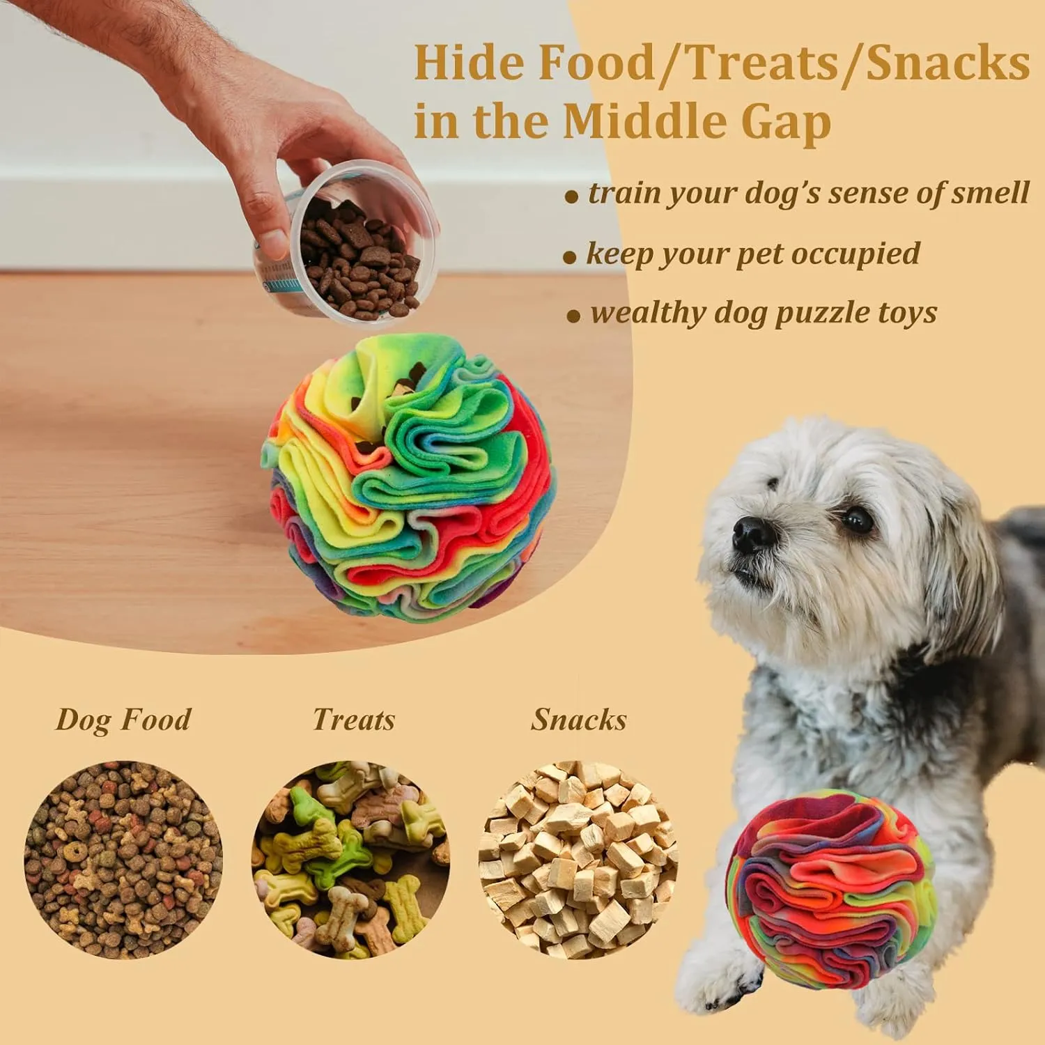 Snuffle Ball for Dogs, Slow Down Eating, Dog Enrichment Toys, Sniffle Interactive Treat Game, Enhance Sniffing, Dog Snuffle Puzzle Toy