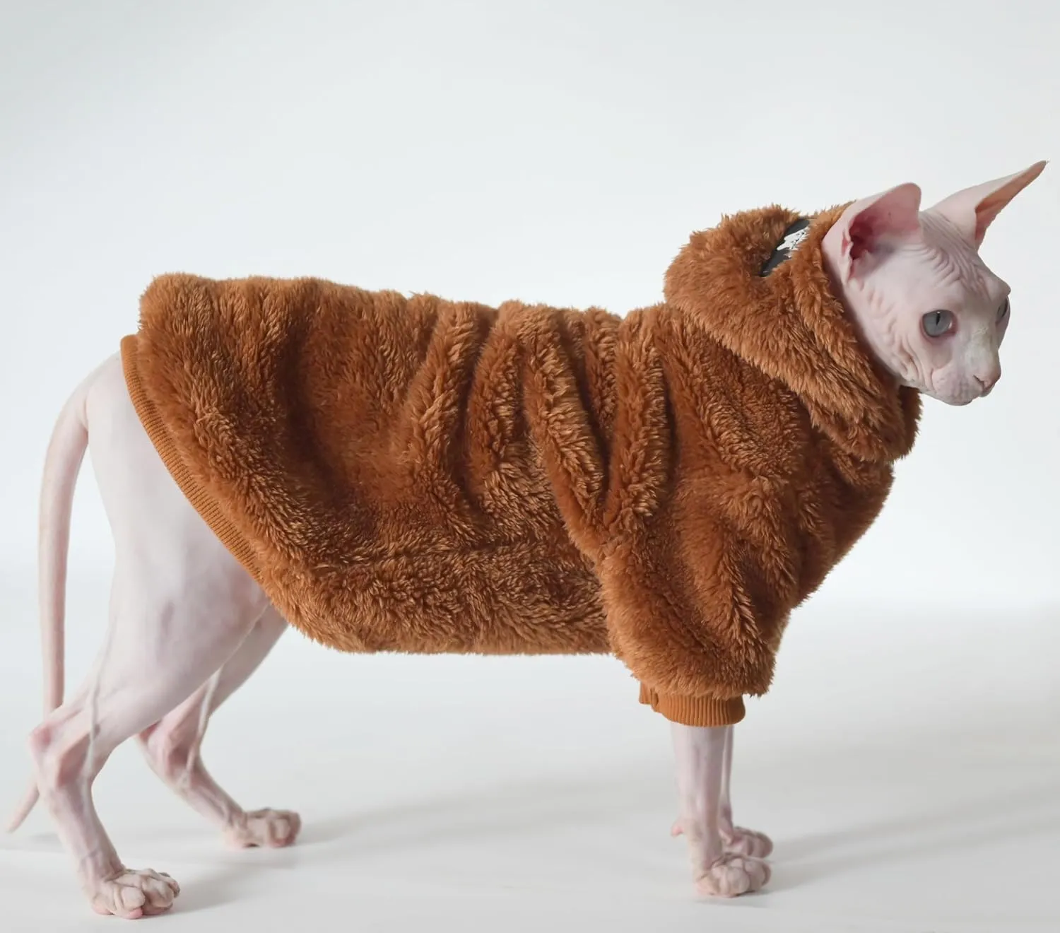 Sphynx Cat Sweater Warm Thickened Knitted Stratch Hairless Cat Clothes Cat Vest for Devon,Cornish,Peter Bald, Small Kitten (Large)
