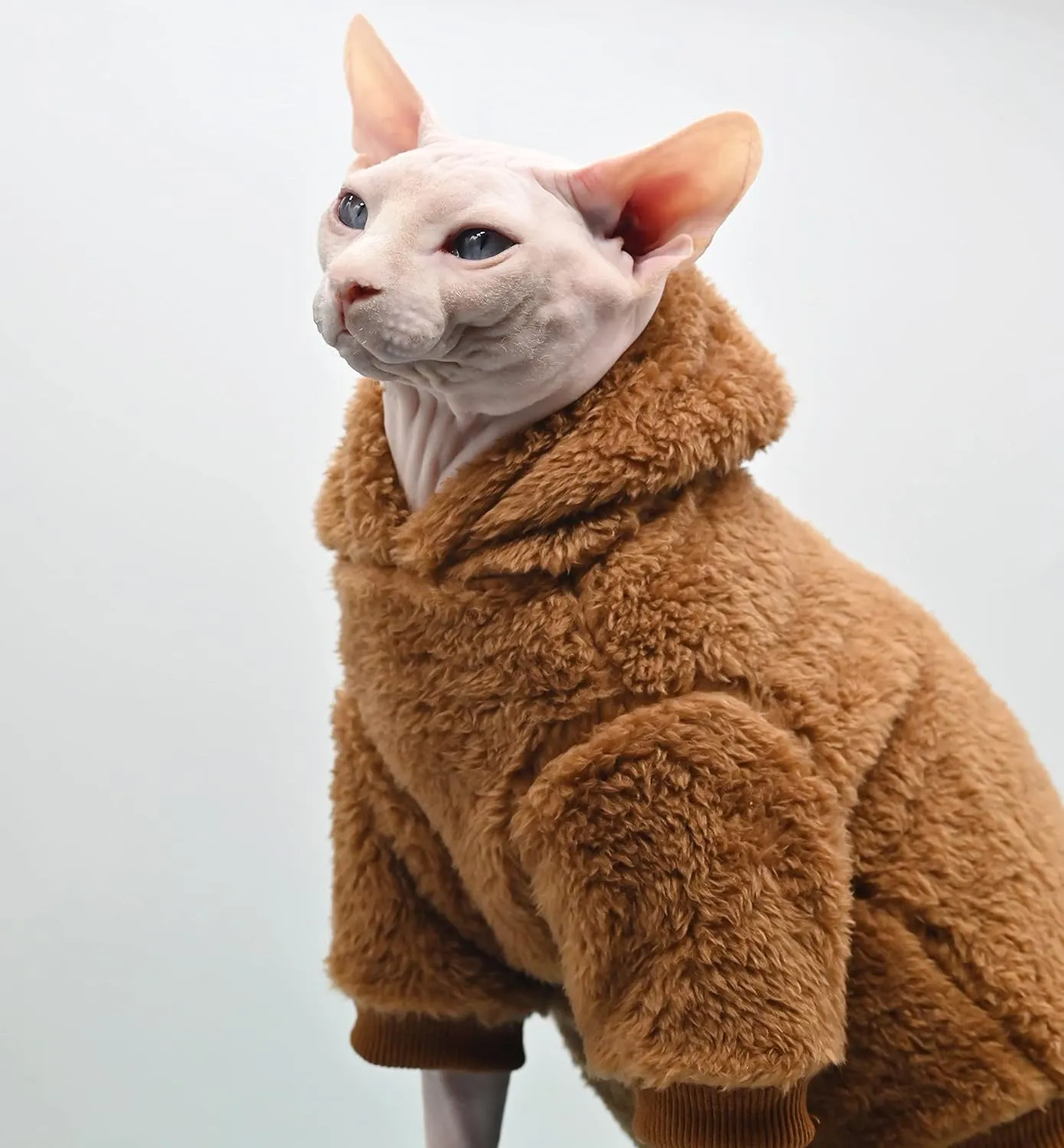 Sphynx Cat Sweater Warm Thickened Knitted Stratch Hairless Cat Clothes Cat Vest for Devon,Cornish,Peter Bald, Small Kitten (Large)